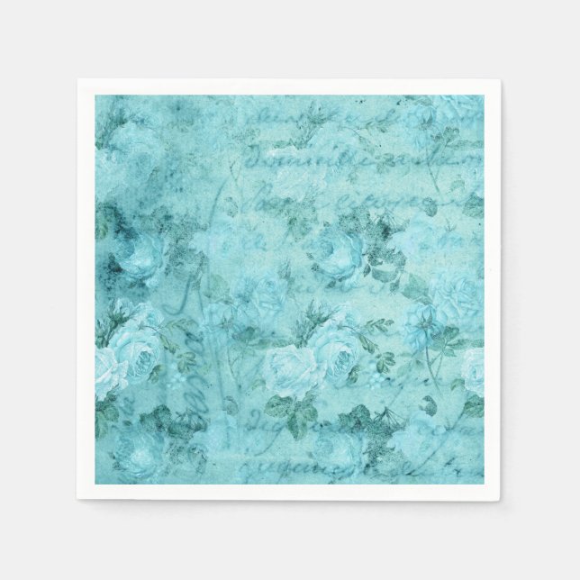 Serviette En Papier Collage de Roses bleus en détresse (Devant)