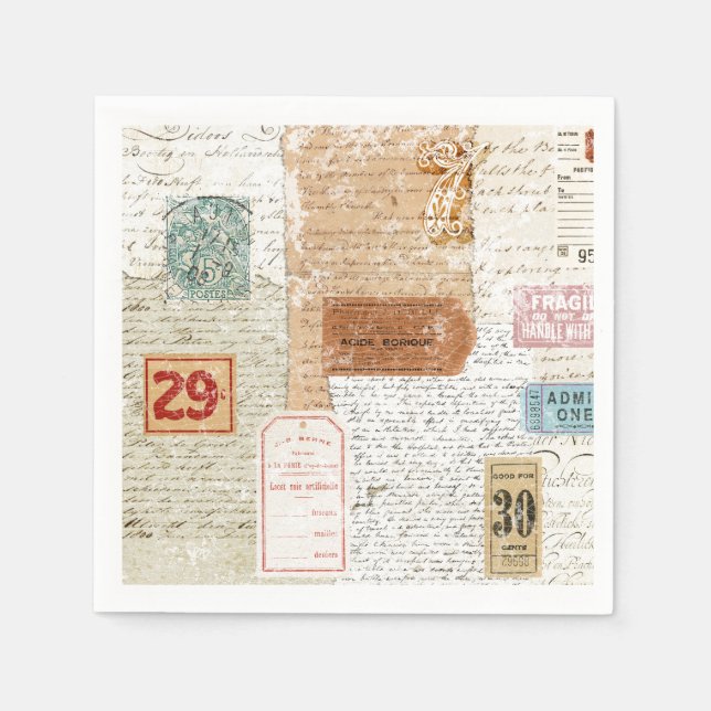 Serviette En Papier Collage Napkin (Devant)