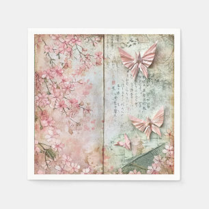Serviette En Papier Collage Papillon Sakura Vintage