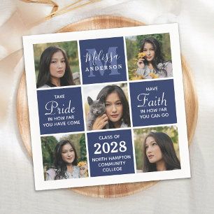 Serviette En Papier Collage photo de la 5e année moderne Marine Bleu 