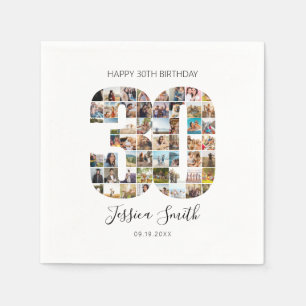 Serviette En Papier Collage photo moderne 30e anniversaire