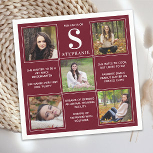 Serviette En Papier Collage photo personnalisé Fun Facts Graduation