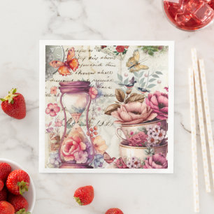 Serviette En Papier Collage vintage aquarelle