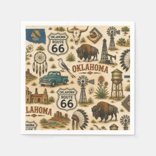 Serviette En Papier Collage vintage de la route 66 en Oklahoma