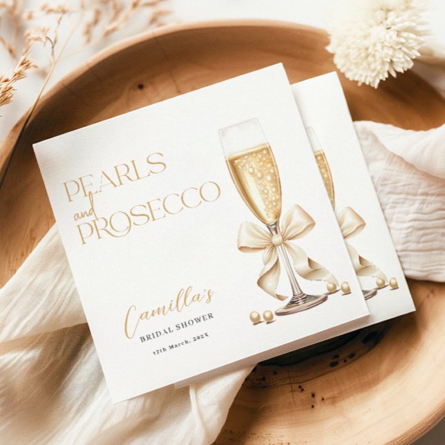 Serviette En Papier Collation de mariage minimal or Perles & Prosecco (Créateur téléchargé)