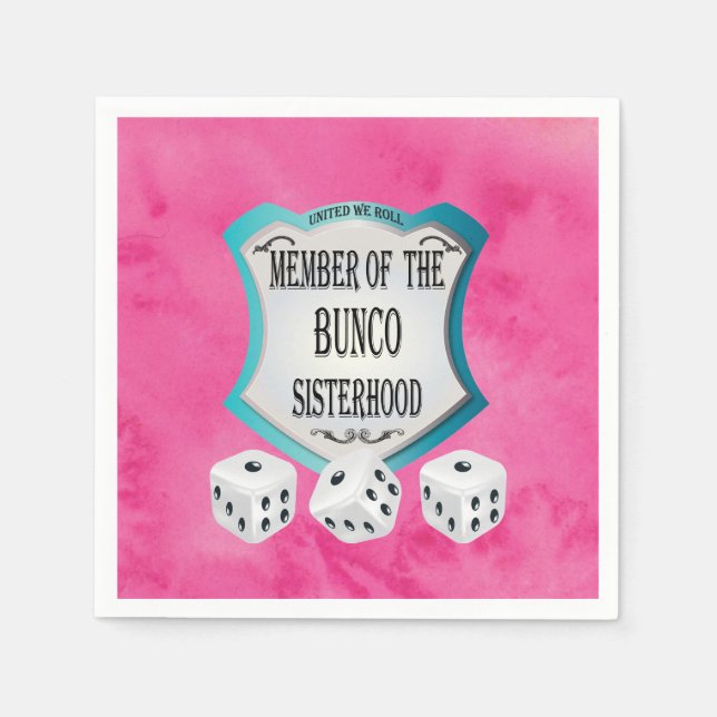Serviette En Papier Collecte de fonds Bunco Pretty Pink Dice Party Nap (Devant)