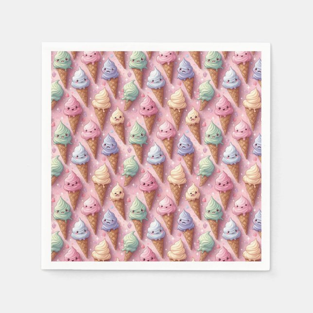 Serviette En Papier Collection de cônes de crème glacée estivale (Devant)