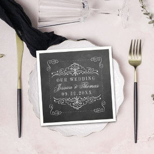 Serviette En Papier Collection de Mariages Ornate Chalkboard