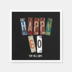 Serviette En Papier Collection de plaques d'immatriculation du 60e ann