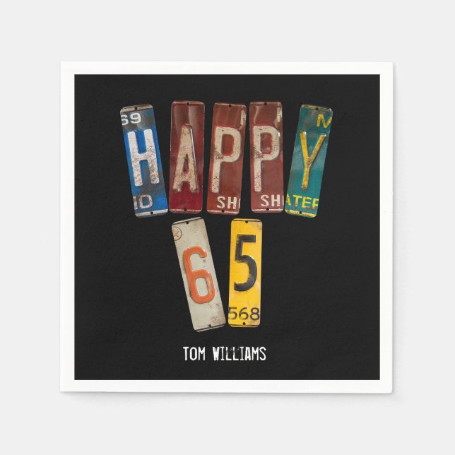 Serviette En Papier Collection de plaques d'immatriculation du 65e ann (Devant)