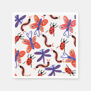 Serviette En Papier Collection d'été pour les insectes de la fête des
