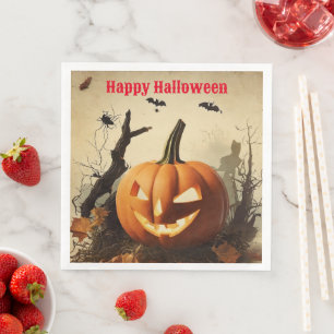 Serviette En Papier Collection Halloween Citrouille éffrayant