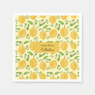 Serviette En Papier Collection Lemon Bloom jaune à motifs
