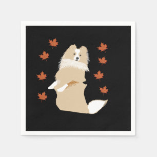 Serviette En Papier Collie Dog, Feuilles d'automne