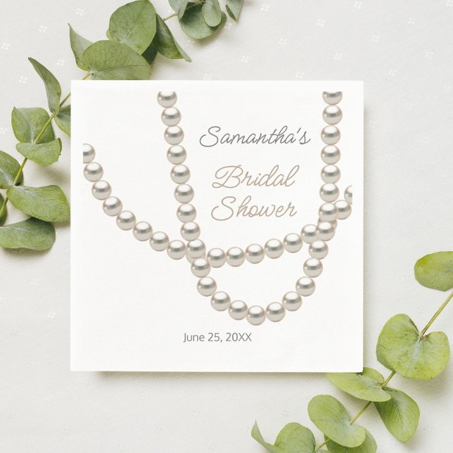 Serviette En Papier Collier de perles élégant pour la douche de mariée (Créateur téléchargé)
