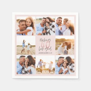 Serviette En Papier Colloque photo-parties scintillant rose de 40 ans 