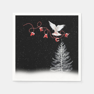 Serviette En Papier Colombe blanche avec ornement de Noël de la paix