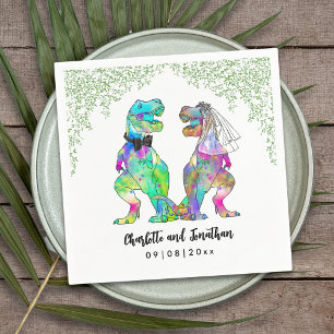 Serviette En Papier Coloré Dinosaure Mariage T-Rex Mariée et Salle