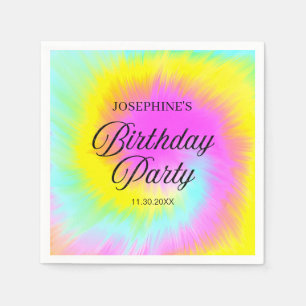 Serviette En Papier Coloré Tie Dye Pastel Boho fête d'anniversaire