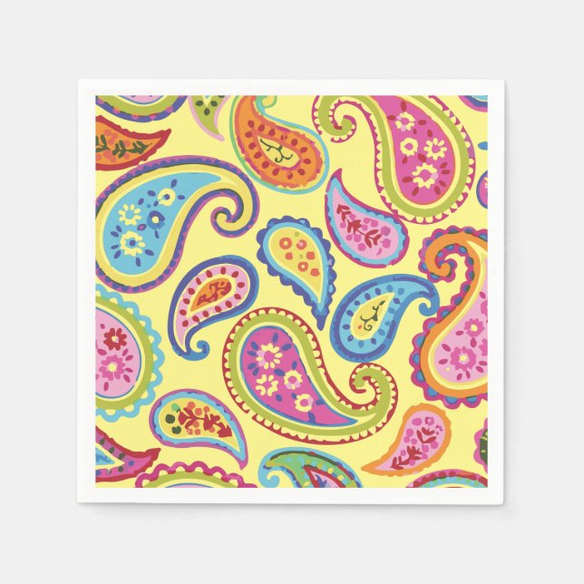 Serviette En Papier Colorée Paisley Anniversaire de enfant Party (Devant)