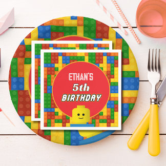 Serviette En Papier Colorful Building Blocks Birthday Napkins for Kids