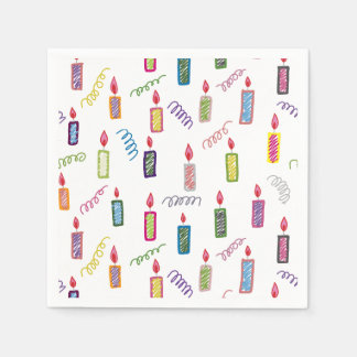 Serviette En Papier Colorful Candles Happy Birthday Napkins