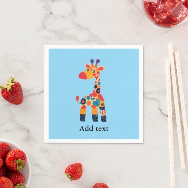 Serviette En Papier Colorful Cartoon Giraffe Template (En situation)