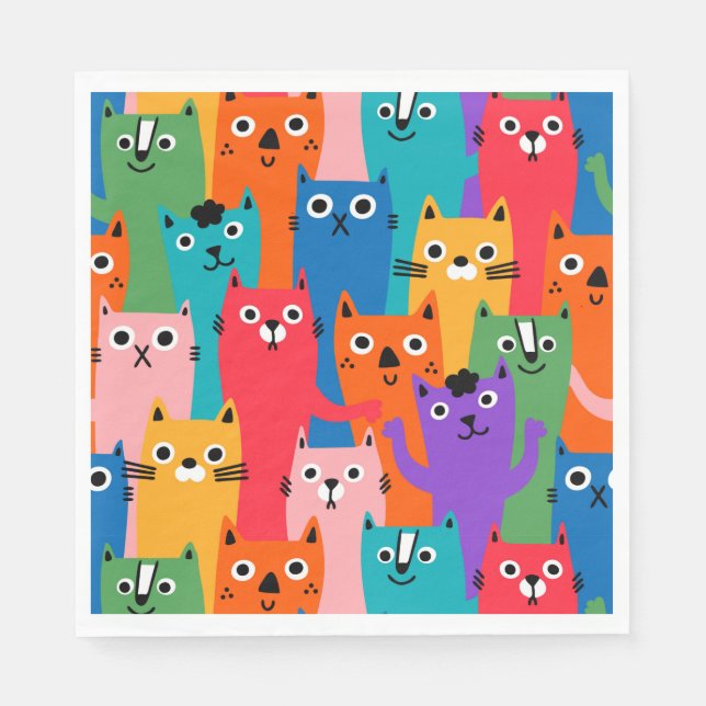 Serviette En Papier Colorful cats (Devant)