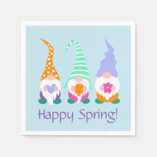Serviette En Papier Colorful Happy Spring Gnomes Salutations