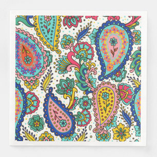 Serviette En Papier Colorful Paisley Abstract Groovy