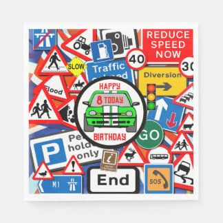 Serviette En Papier Colourful Road Signs Collage Birthday Party Napkin