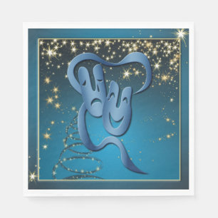 Serviette En Papier Comédie Tragédie Bleu Masque Bleu