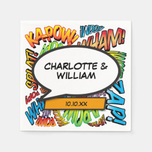 Serviette En Papier Comic Book Speech Bubble Moderne Fun Coloré