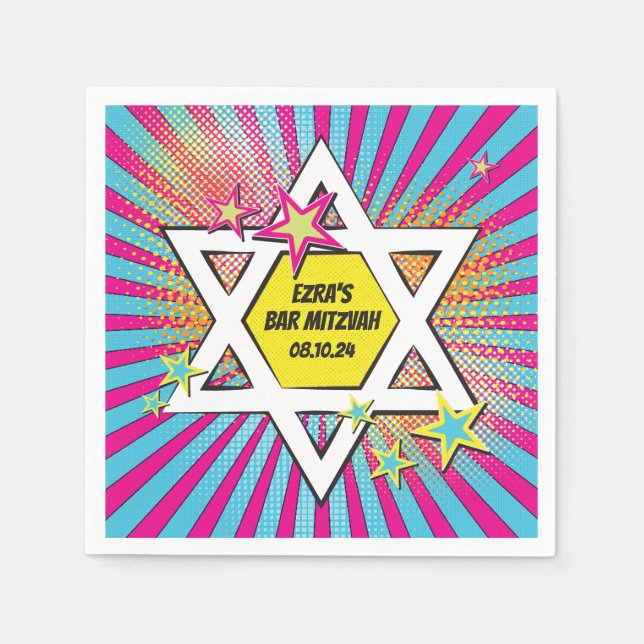 Serviette En Papier Comics Comic Book Bar Mitzvah Star de David (Devant)