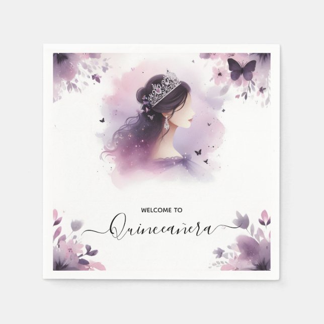 Serviette En Papier Comme Royal Gold Tiara Lilac Light violet Quincean (Devant)