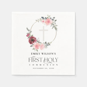 SERVIETTE EN PAPIER COMMUNAUTÉ FLORALE DE BURGOUNDY BLANC ÉLÉGANT P