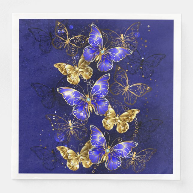 Serviette En Papier Composition avec papillons Sapphire (Devant)