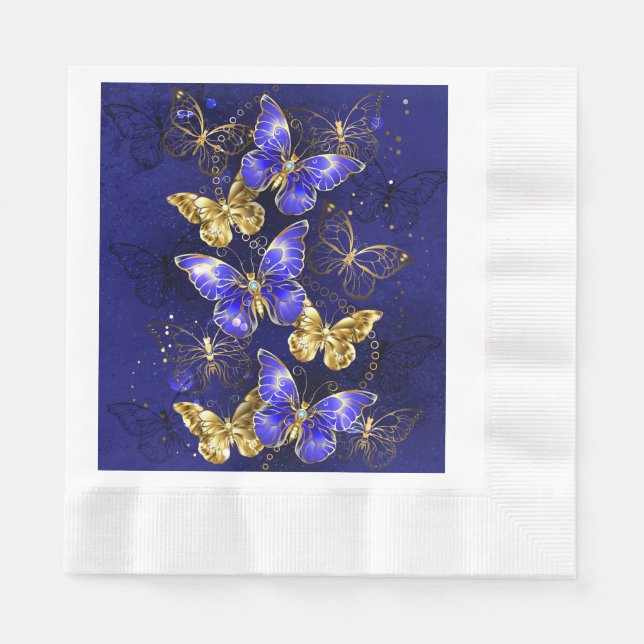 Serviette En Papier Composition avec papillons Sapphire (Devant)
