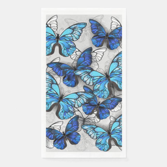 Serviette En Papier Composition des White and Blue Butterflies (Devant)