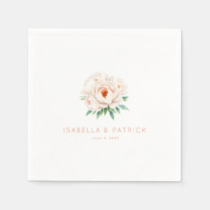 Serviette En Papier Composition florale botanique rose romantique