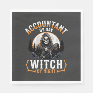 Serviette En Papier Comptable Halloween le jour Sorcière la nuit Desig