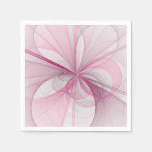 Serviette En Papier Conception Abstraite de fractal rose pâle moderne
