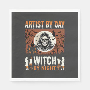 Serviette En Papier Conception d'artiste d'Halloween de jour et de sor