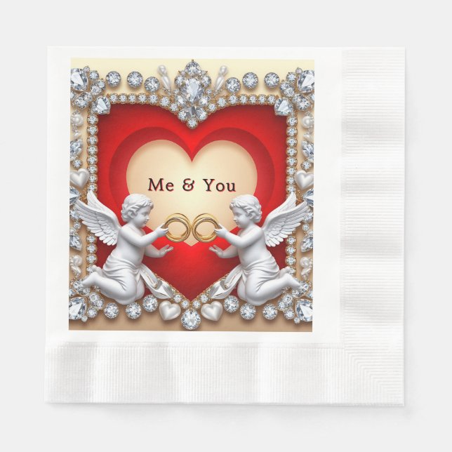 Serviette En Papier Conception de bague de cœur d'ange pour décoration (Devant)