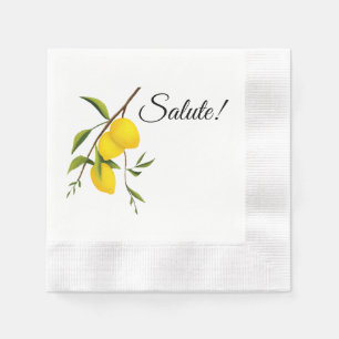 Serviette En Papier Conception de branche de citron avec Salute! Cockt