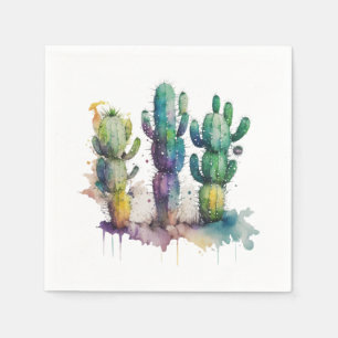 Serviette En Papier Conception de cactus avec plaques colorées
