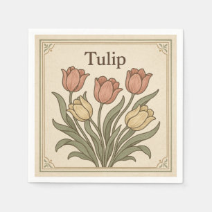 Serviette En Papier Conception de carré pour tulipe, style rétro USA