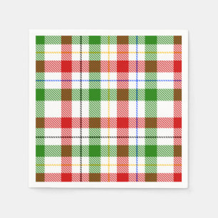 Serviette En Papier Conception de carreaux en flanelle rouge vert blan