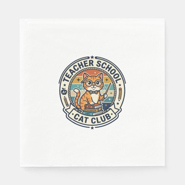 Serviette En Papier Conception de chat mignon de professeur d'école -  (Devant)
