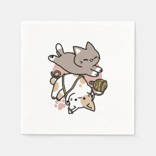 Serviette En Papier Conception de chats mignons et joueurs – Art de pa